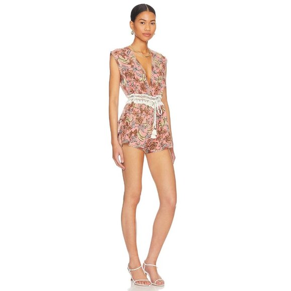 INTIMATELY FREE PEOPLE Watching Waves Pink Floral Cotton Voile Romper, Size S - Picture 2 of 16